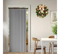XUEQXUE Folding Door Curtain 140 x 184 cm Blackout, Privacy, Room Divider, Privacy, Isolate Oil Smoke Closet Pleated Folding Doorway Curtain for Office Bathroom Bedroom Doorway, Grey