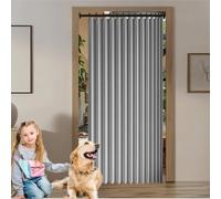 XUEQXUE Laundry Room Curtain 105 x 199 cm Blackout, Thermal, Energy Saving, Soundproof, Dividers Accordion Doors Pleat Curtains for Office Bathroom Bedroom Doorway, Grey