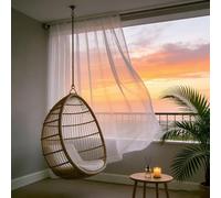 XUEQXUE Linen Look Voile Curtains 160 x 235 cm Super Soft, Thermal Insulated Energy, Light Filtering Airy Sheer Curtain Voile Curtains for Bedroom Kitcken Living Room, White