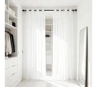 XUEQXUE Linen Look Voile Curtains 166 x 190 cm Super Soft, Thermal Insulated Energy, Light Filtering Airy Blackout Thermal Curtains for Living Room Kitcken Bedroom, White