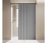 XUEQXUE Magnetic Folding Door Curtain 150 x 185 cm Blackout, Thermal, Energy Saving, Soundproof, Dividers Laundry Room Curtain for Doorway for Room Bedroom Bathroom Living, Grey
