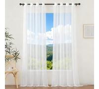 XUEQXUE Semi Transparent Curtain 140 x 70 cm Thermal, Energy Saving, Soundproof, Light Filtering Airy Semi Transparent Window Treatment for Living Room Kitcken Bedroom, White