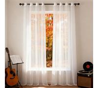 XUEQXUE Sheer Curtains 140 x 70 cm Thermal, Super Soft, Thermal Insulated Energy, Sound Drapes Window Curtains, Full Blackout for Living Room Kitcken Bedroom, White