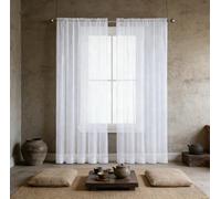 XUEQXUE Sheer Curtains 60 x 112 cm Super Soft, Thermal Insulated Energy, Light Filtering Airy Sheer Curtains, Voile Curtain for Bedroom Kitcken Living Room, White