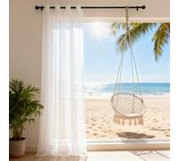 XUEQXUE Sheer Curtains for Living Room 140 x 70 cm Thermal, Super Soft, Thermal Insulated Energy, Sound Insulated Window Curtain Drapes for Bedroom Kitcken Living Room, White