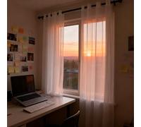 XUEQXUE Voile Curtains 140 x 70 cm Thermal, Energy Saving, Soundproof, Light Filtering Airy Eyelet Curtains & Drapes, Bedroom for Living Room Kitcken Bedroom, White