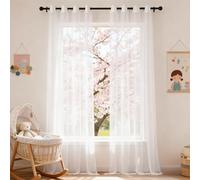 XUEQXUE Voile Curtains 140 x 70 cm Thermal, Energy Saving, Soundproof, Light Filtering Airy Voile Window Treatment Drapes for Bedroom Kitcken Living Room, White
