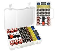Xuerdon Battery Organizer Storage Case with Tester Checker. Batteries Holder Box Container for 120+ AA AAA 9V C D Lithium CR2025 CR1632 CR2032 Coin Cell Battery with Wall-Mounted Design -Transparency