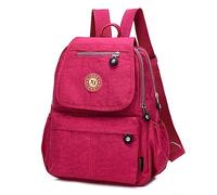XUEREY Women's Small Handbag Nylon Shoulder Bag Casual Day Pack Multi-Pocket Casual Waterproof Nylon Bags Travel School Bag Laptop Backpack (Rose)