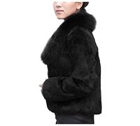 XUETON Women Luxury Faux Fur Coat Jackets Wrap Cape Shawl Cloak Cape for Wedding Party,Winter Warm Outwear Windbreaker, Black, L