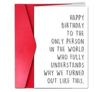 Xuewenmeihua Funny Birthday Greeting for Brother Sister, Hilarious Sibling Bday Gift, Witty Sarcastic Family Card for Cousin Twin