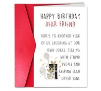 Xuewenmeihua Funny Birthday Greeting for Dear Friend, Hilarious Bestie Bday Gift, Witty Sarcastic Sane Stationery for Workmate BFF