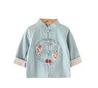 XueXian Tang Suit Chinese Style Hanfu Long Sleeve Tops for Boys Girls Outfits (A-Blue,Tag 120:for 5-6Y)