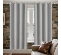 XUEXIAOH Thermal Blackout Curtains 204 x 185 cm Thermal Insulated Material Waterproof Curtains Extra Long for Living Room Bedroom Windows Nursery, Light Grey