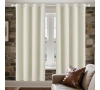 XUEXIAOH Thermal Blackout Curtains 214 x 120 cm Thermal Insulated Material Waterproof Curtains Extra Long for Living Room Bedroom Windows Nursery, Beige