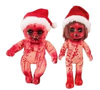 XUEYEGONGJI 2 Pcs Creepy Doll Bloody Died Girl & Boy Halloween Scary Haunted Doll Hanging PVC Portable Horror Dolls for Haunted House, Prank Game, Living Dead Dolls