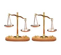 XUEYEGONGJI 2PCS Balance Scale for Kids, 2x1.7x0.8'' Exquisite Miniature Alloy Scale of Justice, Vintage Balance for Miniature Landscaping, Dollhouse and Car Decoration, for Kids