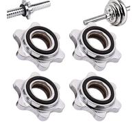 XUEYEGONGJI 4PCS Barbell Collars Dumbbell Hex Nut 1x0.8inch Spin-Lock Barbell Clamps Exercise Accessories Anti-Slip Universal Weight Clips for Bars Barbells Dumbbells, Weight Bar Clamps