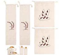 XUEYEGONGJI Bread Bags for Homemade Bread 4Pcs 2 Size Reusable Sourdough Bags with Drawstring Pattern Cotton Linen Storage for Homemade