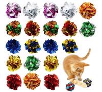 XUEYEGONGJI Crinkle Ball Cat Toy Cat Crinkle Balls 20PCS 2.2 Inch Colorful Crinkle Balls Cat Toy with Vibrant Colors No Harm PVC Cat Interactive Toys for Cats and Kittens Swat Bite Hunt Playtime