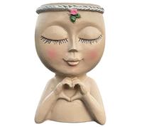 XUEYEGONGJI Face Planter Resin Cute 3.2x2.8x4.9in Head Planter Decorative Unique Plant Pots Succulent Flower Face Planters Pots Head for Balcony Garden Yard
