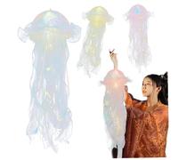 XUEYEGONGJI Jellyfish Lantern Decoration 4PCS 21.7x8.7 in Shiny Tassel Ceiling Hanging Jellyfish Light Shiny Fashion Room Decor for Teen Girls for Party Decor Style 2, Ceiling Hanging Lamp