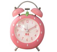 XUEYEGONGJI Loud Alarm Clock Strawberry Alarm Clock Analog Cute Alarm Clock Battery Powered Loud Alarm Clock with Night Light Quiet Running Alarm Clock for Kids Bedroom Decor, No Battery