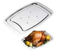 XUEYEGONGJI Metal Meat Carving Tray Stainless Steel Carving Tray Spiked Meat Dish with Spiked Caps Polished Non-Slip Serving Tray Turkey Pan for Slicing, Cutting, Chopping