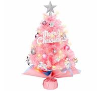 XUEYEGONGJI Mini Christmas Tree with LED Lights, 24 Inch Artificial Small Christmas Tree with 24 Ornaments, DIY Tabletop for Home, Office, Party Decor Tabletop