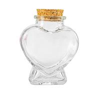 XUEYEGONGJI Mini Glass Bottle Heart Shaped Wish Bottle Clear Storage Jars Containers with Cork