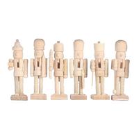 XUEYEGONGJI Nutcrackers Unfinished Nutcracker 6Pcs Christmas DIY Smooth Unpainted Wooden Nutcracker Christmas Decorations for Home Office Table Top