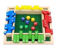 XUEYEGONGJI Shut the Box Game 4 Player 4-Sides Flipping Maths Games with 8 Dice 2-Sided Number Wooden Board Games for Learning Numbers, Strategy & Risk Management, Shut the Box Game