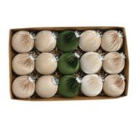 XUEYEGONGJI Velvet Christmas Ornaments Balls 15PCS 3.15 Inch Flocked Christmas Baubles with Hanging Ring for Christmas Decorations Gift Green Hanging Ornaments