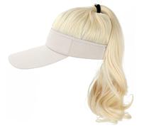 XUEYEGONGJI Women's Blond Hair Sun Hat with Curly Ponytail, Adjustable Baseball Cap Hat Wig, 18 In Synthetic Wig, Summer Casual Sun Protection