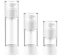 XUEYENST 3Pcs Transparent Airless Pump Bottles Refillable Empty Clear Travel Lotion Pump Containers for Lotion Essence Toner