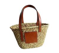 XUEZHEN Straw Bag, Straw Handbag Summer Beach Straw Basket Bags Casual Rattan Large Capacity Tote Women Handbags Wicker Woven Lady Hand Bags(Brown Me)