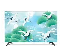 XUEZHEN Tv Cover 19" - 80" 22 inch 75 Screen TV PC Cover Decorative Hood Curtain Landscape Crane Moon Waterproof Gray Green Blu(Like the picture1,27)