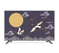 XUEZHEN Tv Cover 19" - 80" 22 inch 75 Screen TV PC Cover Decorative Hood Curtain Landscape Crane Moon Waterproof Gray Green Blu(Like the picture3,52)