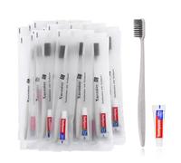 Xuezoioy Disposable Toothbrushes with Toothpaste,200 Pack Apricot Individually Wrapped Disposable Travel Toothbrushes Kit in Bulk for Homeless,Nursing Home,Hotel,Charity