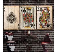 XuFan Vintage Poker Playing Cards Canvas Painting Retro Posters and Prints Wall Art Bar Pub Casino Decoration Pictures Home Decor 50x70cmx3 No Frame