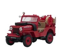 XUFQRAN Miniature display 1:43 Scale For French Willys Jeep Fire Engine Car Die Cast Model Collectible Kit Static Ornaments Simulation collection