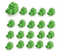 XUGERIP 20 PCS 2 Pin 3.5mm Pitch PCB Screw Terminal Block Connector, Male Plug for 28-16AWG,Pluggable Quick Connector-2 Pole