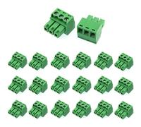 XUGERIP 20 PCS 3 Pin 2.54mm Pitch Screw Terminal Block Connector for 26-18AWG, Pluggable Quick Male Plug Connector-3 Pole