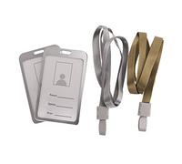 xuguozhu Vertical Aluminum Alloy ID Card Holder with Neck Strap for Women Men Double Sided Employee ID Name Tag Commuter Pass Case Waterproof Durable Hanging Name Tag School Business Hard Case