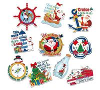 Xuhal 10 Pcs Cruise Door Magnets Decorations Funny Boat Anchor Steering Wheel Ship Car Magnets Decorative Magnetic Cruise Door Decor Decal Souvenir Gift for Cabin Refrigerator Fridge (Christmas Style)