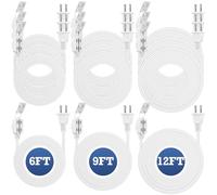 Xuhal 12 Pack 2 Prong Extension Cords 6ft 9ft 12ft 3 Outlet White Indoor Extension Cord with Safety Outlet Cover, Polarized Plug for Christmas