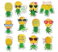 Xuhal 12 Pcs Pineapple Magnets Cruise Door Decorations Magnetic Tropical Pineapple Decals Decor Cruise Door Refrigerator Car Magnets Stickers for Cabin Summer Party Car Accessories