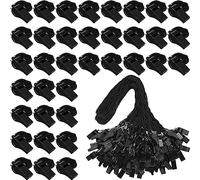 Xuhal 200 Pack Plastic Whistles with Lanyard Bulk Black Coach Whistles Referees Whistles Loud Crisp Sound Whistles for School Student Training Emergency Sports Party Fillers