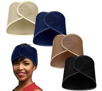 Xuhal 4 Pieces Mesh Hair Wraps for Black Women Sleeping Hair Wrap Scarf Cap Spa Headbands Hair Wraps Hair Nets for Women Black Natural Hair Wash Face Sleep, Navy Blue, Black, Beige, Camel, 4 Count