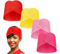 Xuhal 4 Pieces Mesh Hair Wraps for Black Women's Natural Hair - Sleeping Cap, Spa Headbands, Face Wash Nets (Orange, Yellow, Pink, Rose Red)